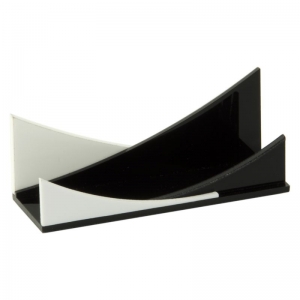 Acrylic black and white business card holder 